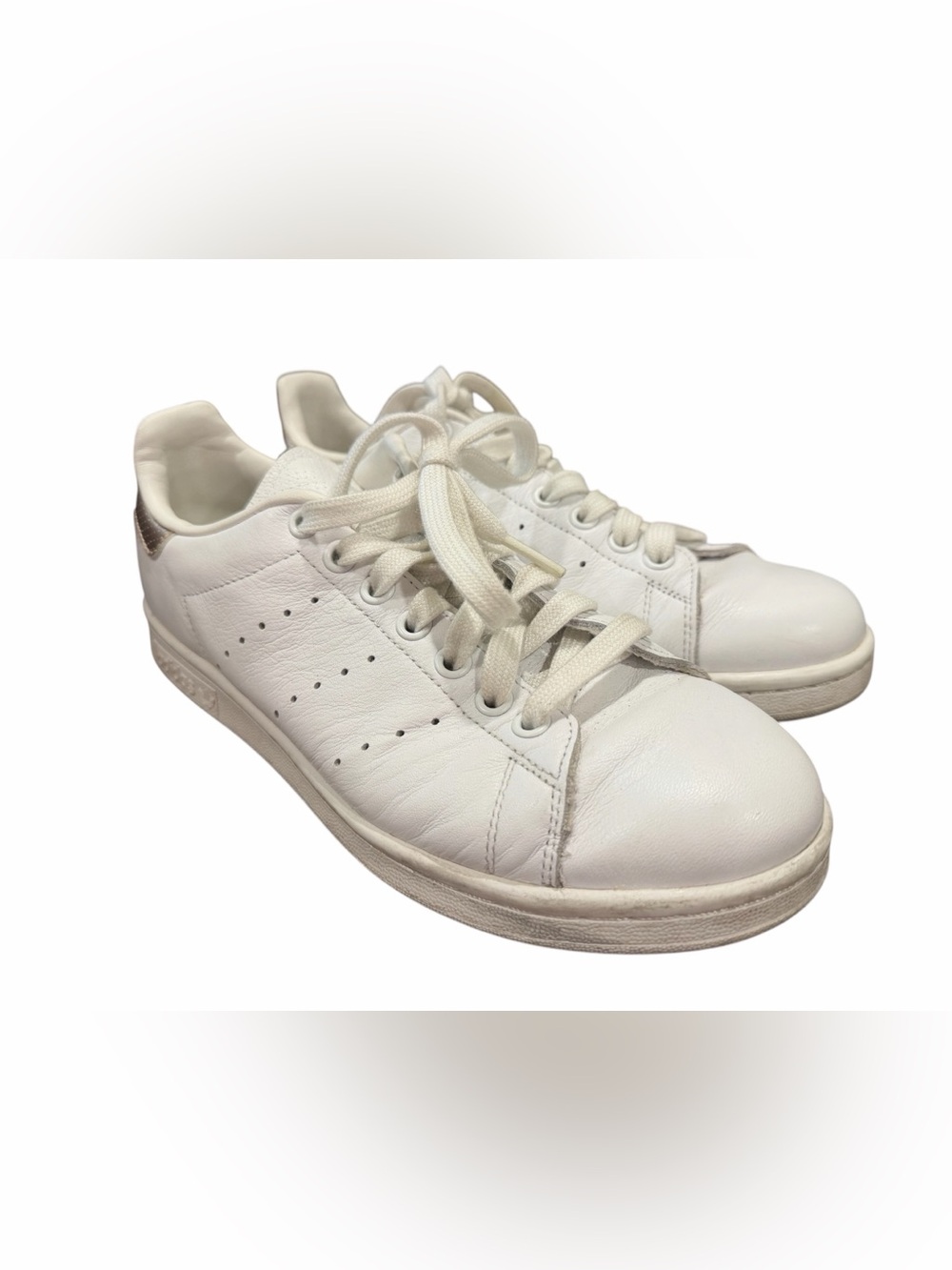 Adidas Stan Smith Tennis Shoe Women’s 7.5 White Gold Low Top Fashion Sneakers